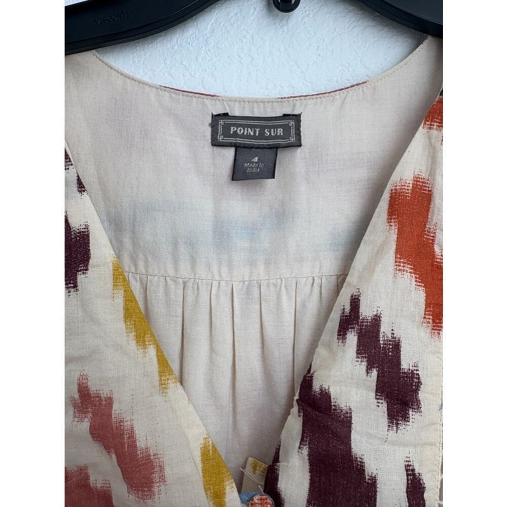 J. Crew Point Sur Pom Pom Boho Print Cotton Midi Dress Size 4 - Picture 5 of 7